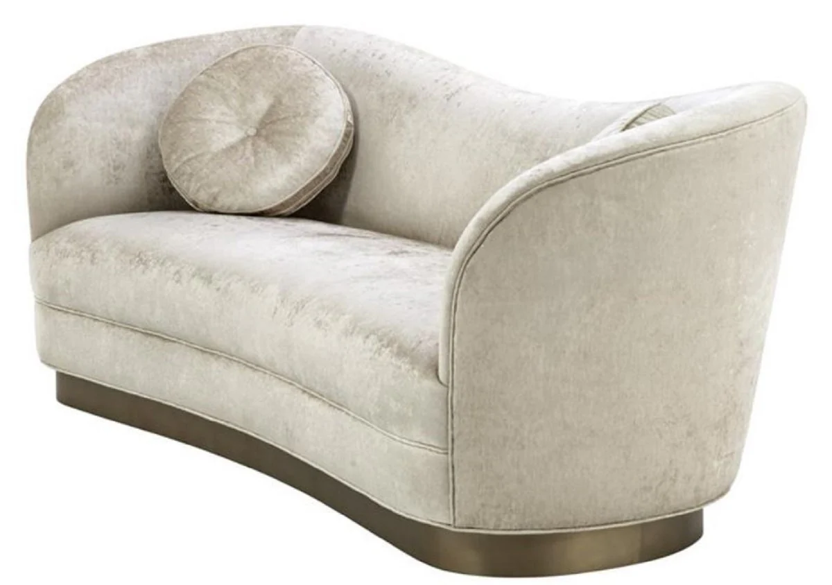 Luxury living room sofa white-beige / bronze 230 x 85 x H. 82 cm - Curved luxury couch with 2 decorative cushions