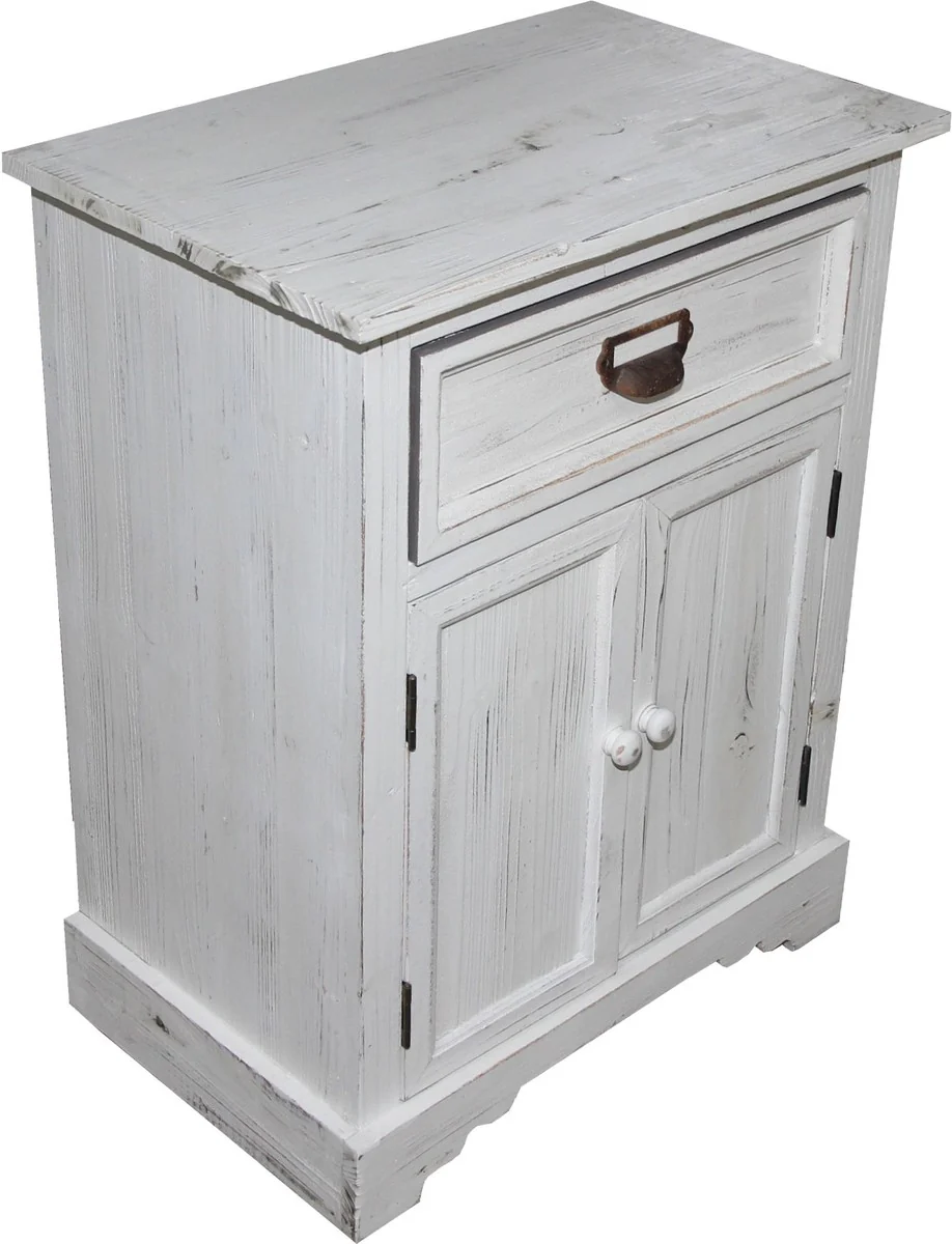 Shabby Chic Landhaus Stil Kommode mit Schubladen Antik Weiß B 50 cm, H 64 cm - Antik Kommode