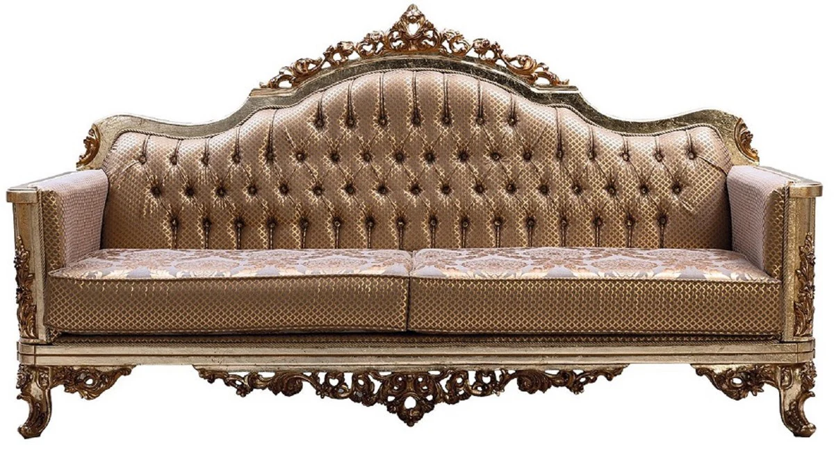 Luxury Baroque Living Room Set Copper / Antique Silver / Gold - 2 Baroque Sofas & 2 Baroque Armchairs & 1 Baroque Coffee Table - Luxury Living Room Furniture in Baroque Style - Baroque Furniture