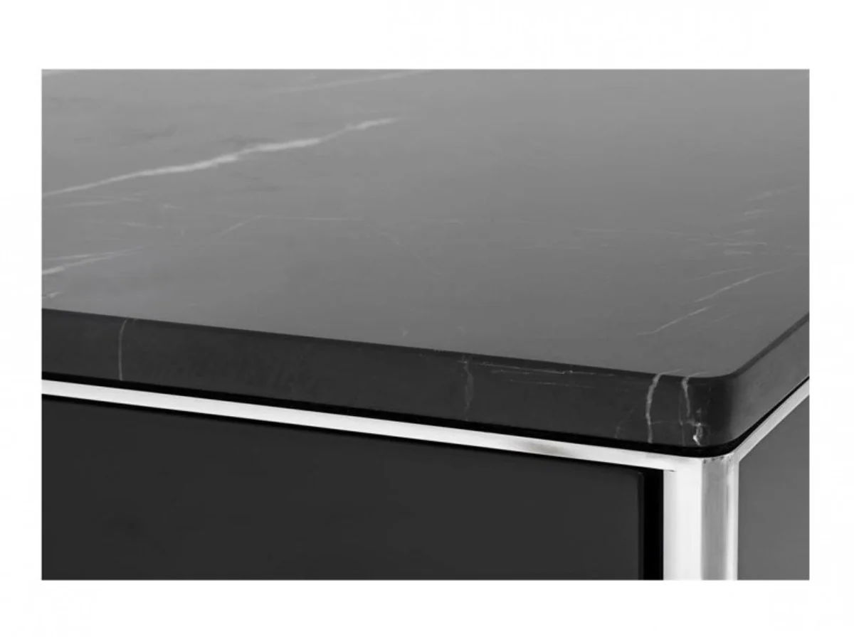 Luxury Art Deco designer side table with marble top and smoked glass - Luxury Collection