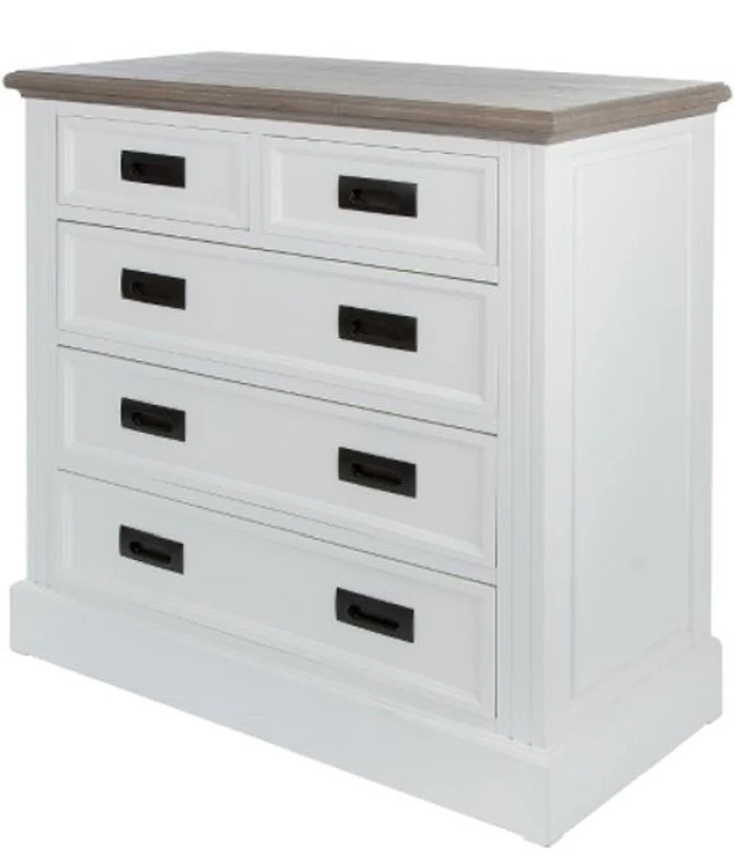 Country house style chest of drawers with 5 drawers white / gray 85 x 40 x H. 86 cm - country house style furniture
