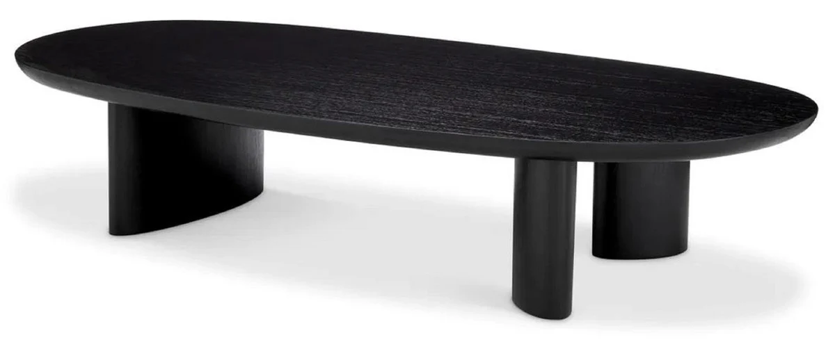 Luxury coffee table black 168.5 x 86.5 x H. 35.5 cm - Oval solid wood living room table - Living room furniture - Luxury furniture - Luxury furnishings