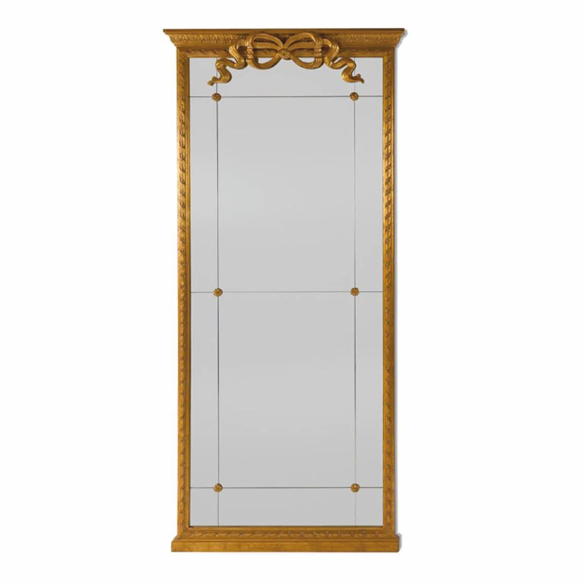Luxury baroque solid wood mirror antique gold H. 200 cm - Made in Italy
