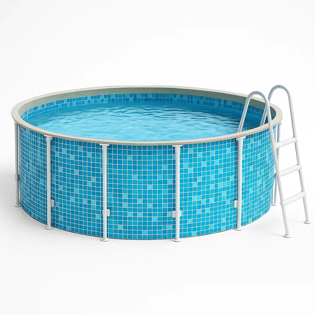 Runder, röhrenförmiger Swimmingpool 298x96 cm blau mit Filter und Leiter oIEpOQV253bJ