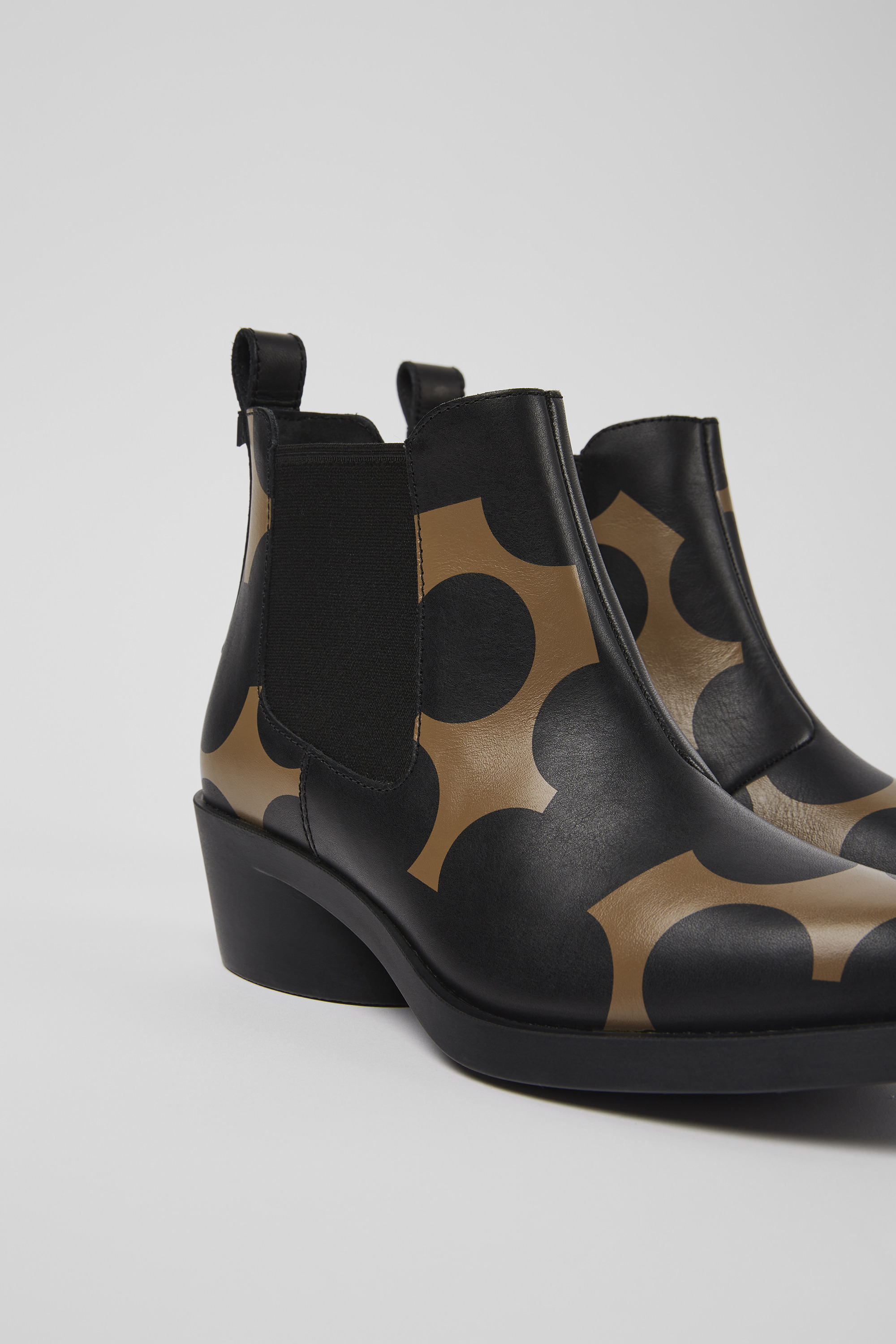 Twins - Schwarzes und braunes Leder Stiefeletten für Damen