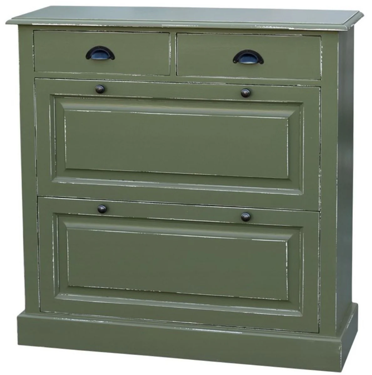 Country house style solid wood shoe cabinet antique green 103 x 35 x H. 105 cm - country house style wardrobe furniture