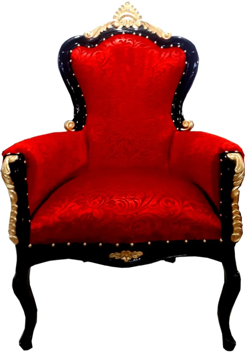 Pompöös by Luxury Baroque Armchair Bergere Red Pattern / Gold - Pompöös Baroque Armchair by Harald Glööckler