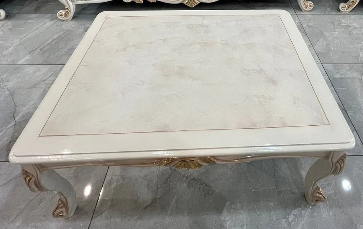 Luxus Barock Wohnzimmer Möbel Set Grau / Weiß / Gold - 2 Barock Sofas & 2 Barock Sessel & 1 Barock Couchtisch - Luxus Wohnzimmer Möbel im Barockstil - Prunkvolle Barock Möbel