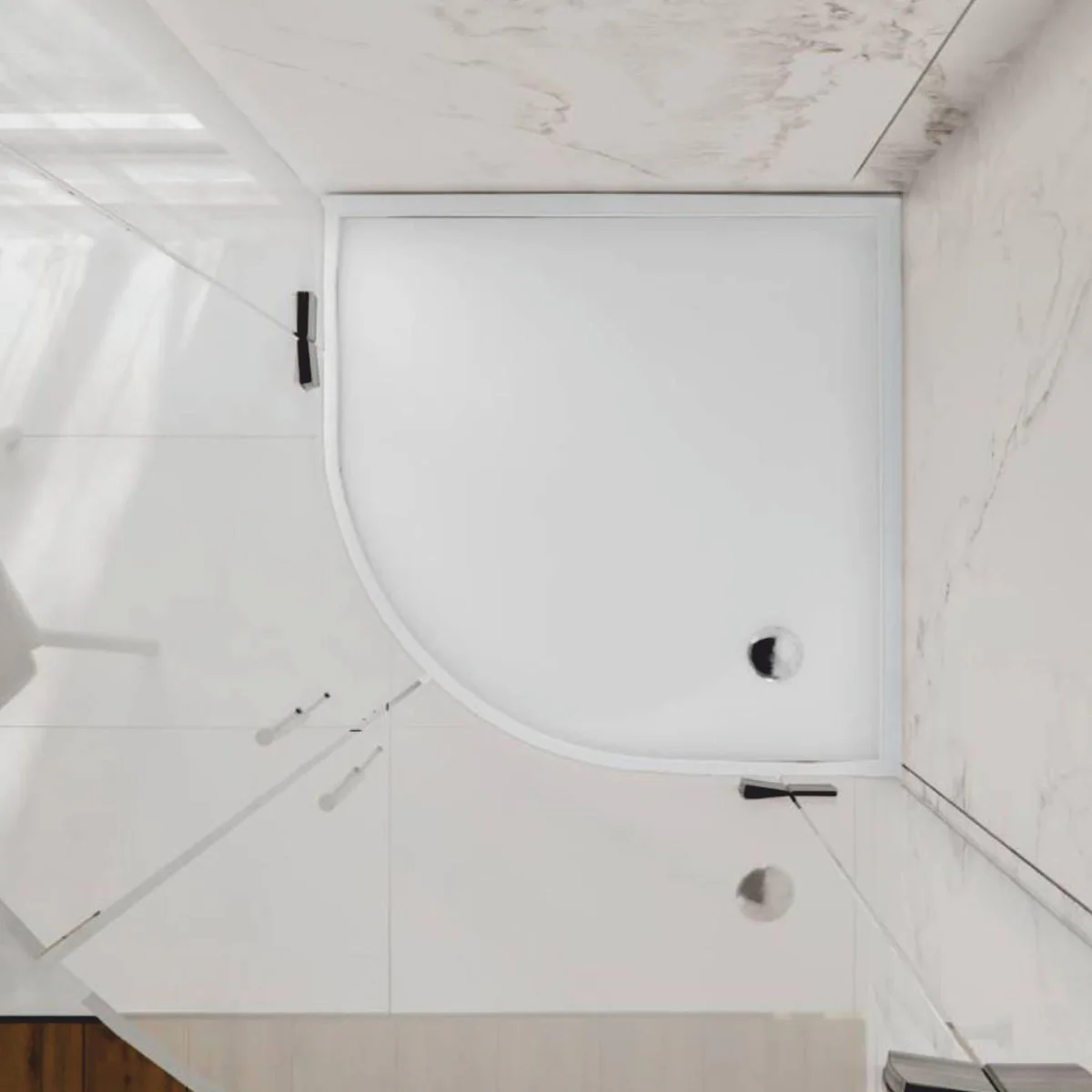 Luxury shower tray high gloss white 89.5 cm - bathroom interior