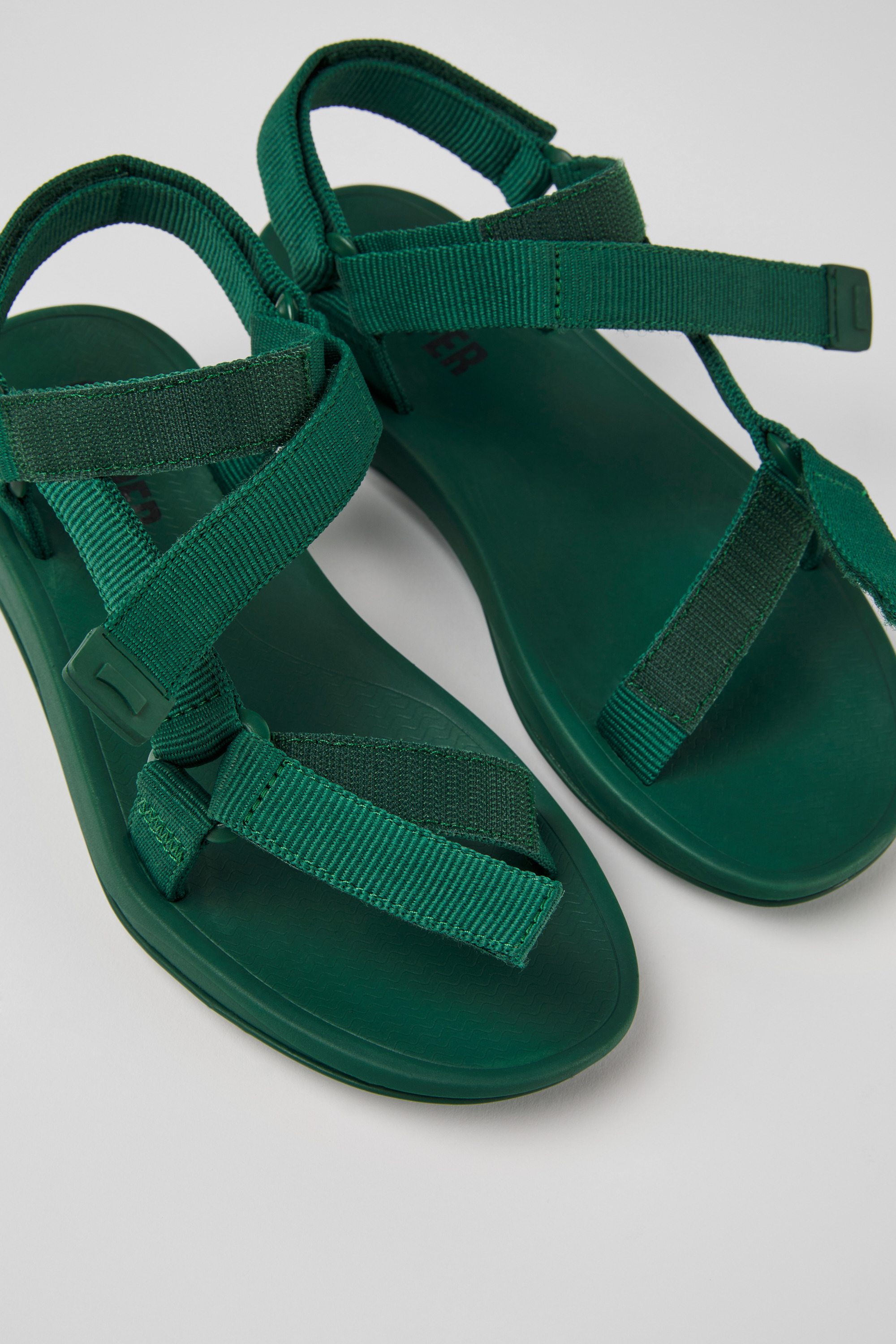 Match - Grüne textile Sandalen für Damen