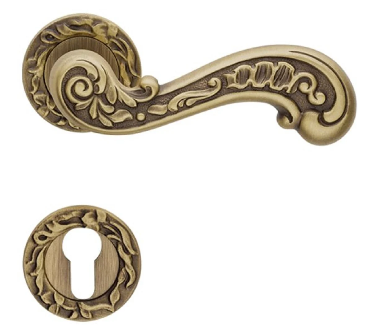 Baroque door handle set brass patinated 14 x H. 5.3 cm - Baroque decorative accessories