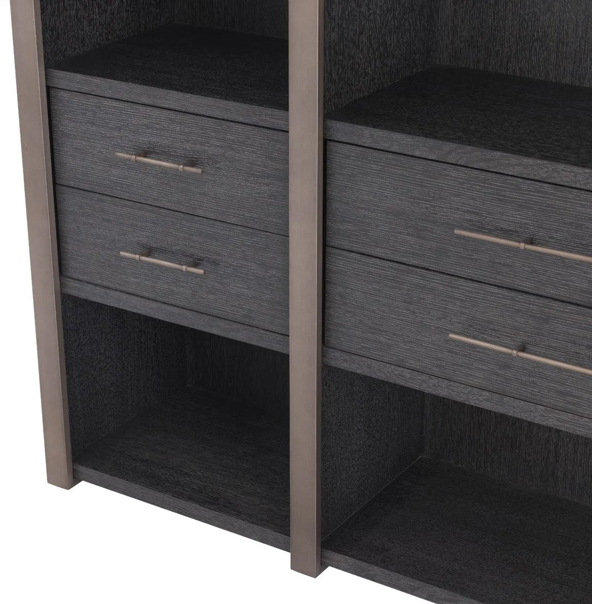 Luxury shelf cabinet with 6 drawers anthracite gray / bronze color 253 x 47 x H. 229 cm - bookcase - living room cabinet - office cabinet - luxury cabinet
