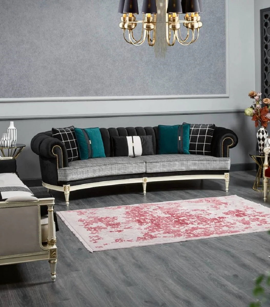 Luxury Baroque Sofa Black / Gray / White / Gold 290 cm - Baroque Living Room Furniture