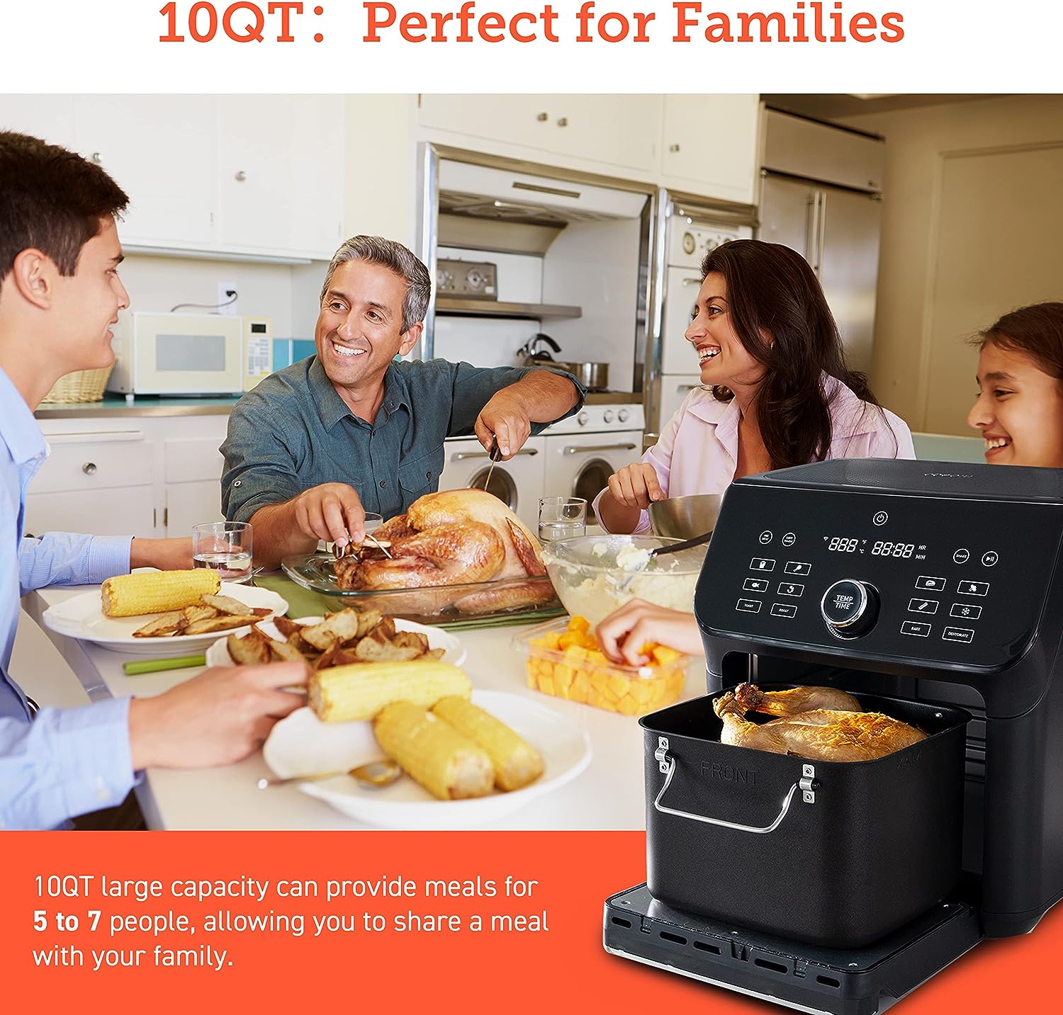 COSORI Air Fryer Toaster Oven Combo, 10 Qt Family Oven Größe 14-in-1 Funktionen (1000+ APP Rezepte), Geschirrspüler-Safe Zubehör mit Roast Tray und Dehydrate Racks, Schwarz