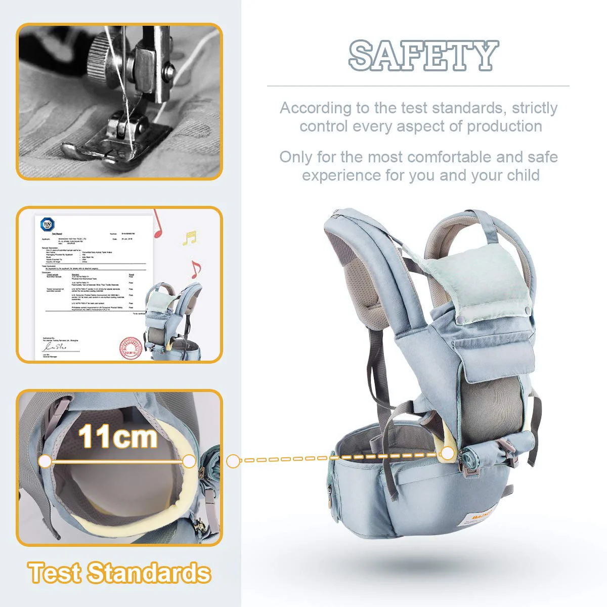 Baby – Tragehilfe, 6-in-1-Babytrage mit Taillenhocker, Babytrage mit Hüftsitz zum Stillen, Einheitsgröße – passend für Neugeborene, Säuglinge und Kleinkinder (blau)