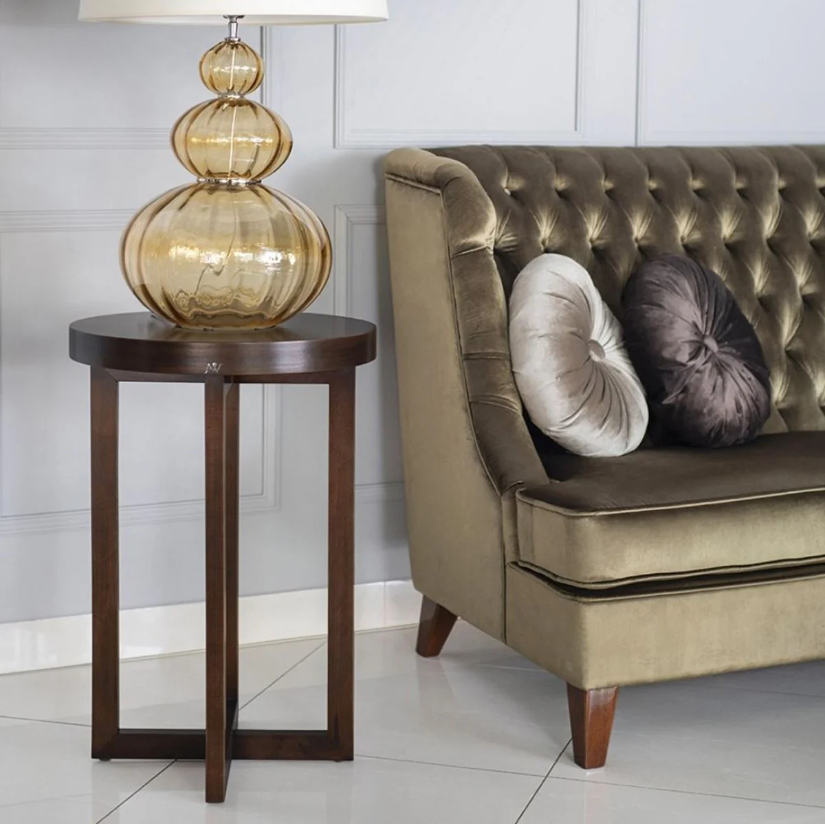 Luxury Chesterfield 3-seater sofa green / brown 230 x 95 x H. 102 cm - Modern living room sofa - Luxury Chesterfield living room furniture