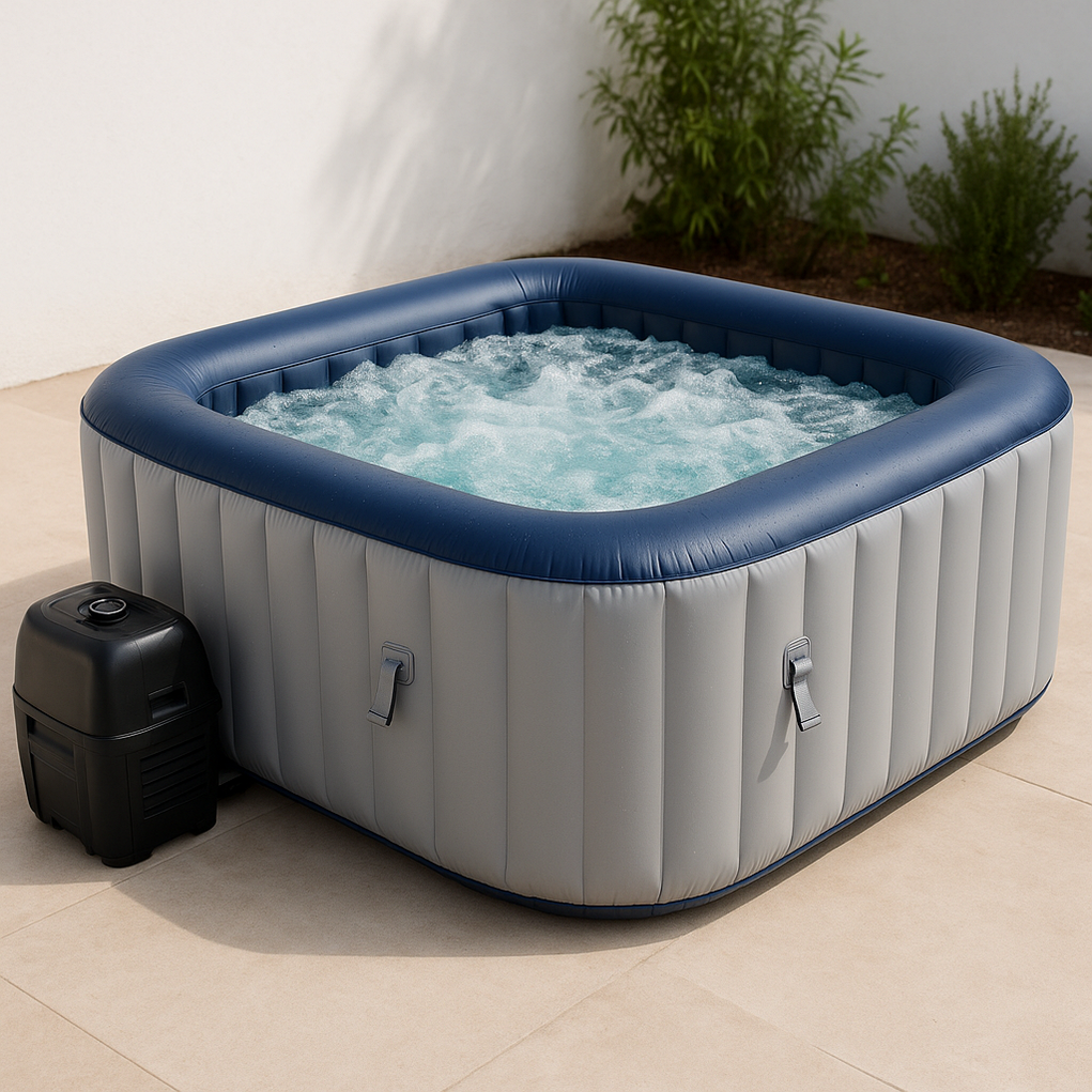 Aufblasbare Whirlpools Grau/Marineblau 200x200x70 pzqCxFf477sU