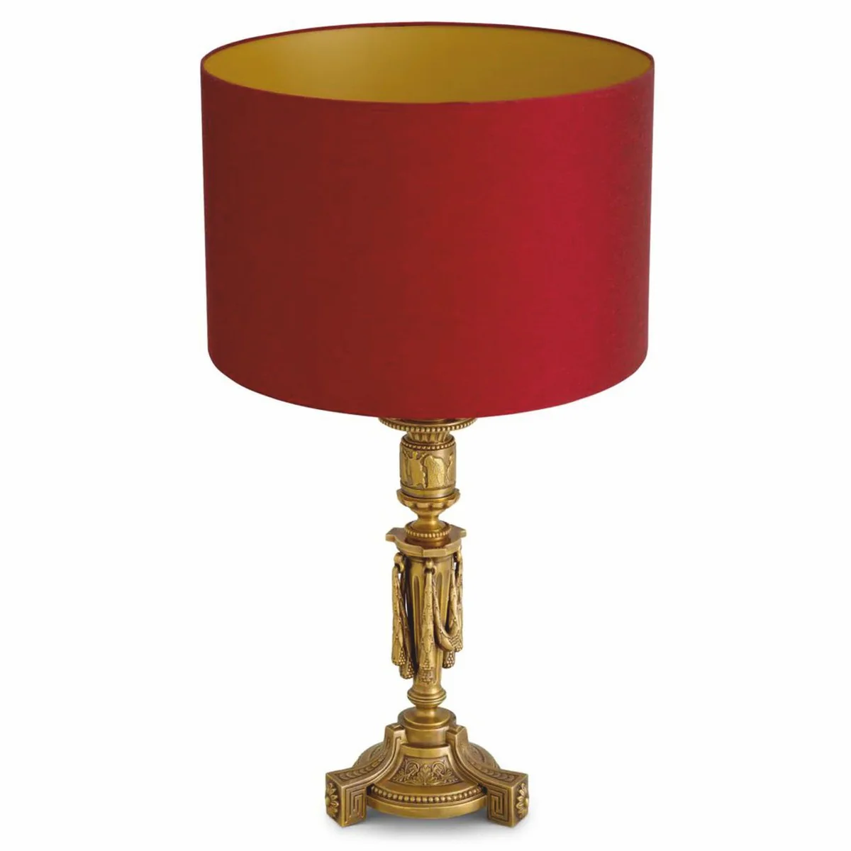 Luxury Baroque table lamp antique gold / red H. 83.5 cm - Baroque desk lamp
