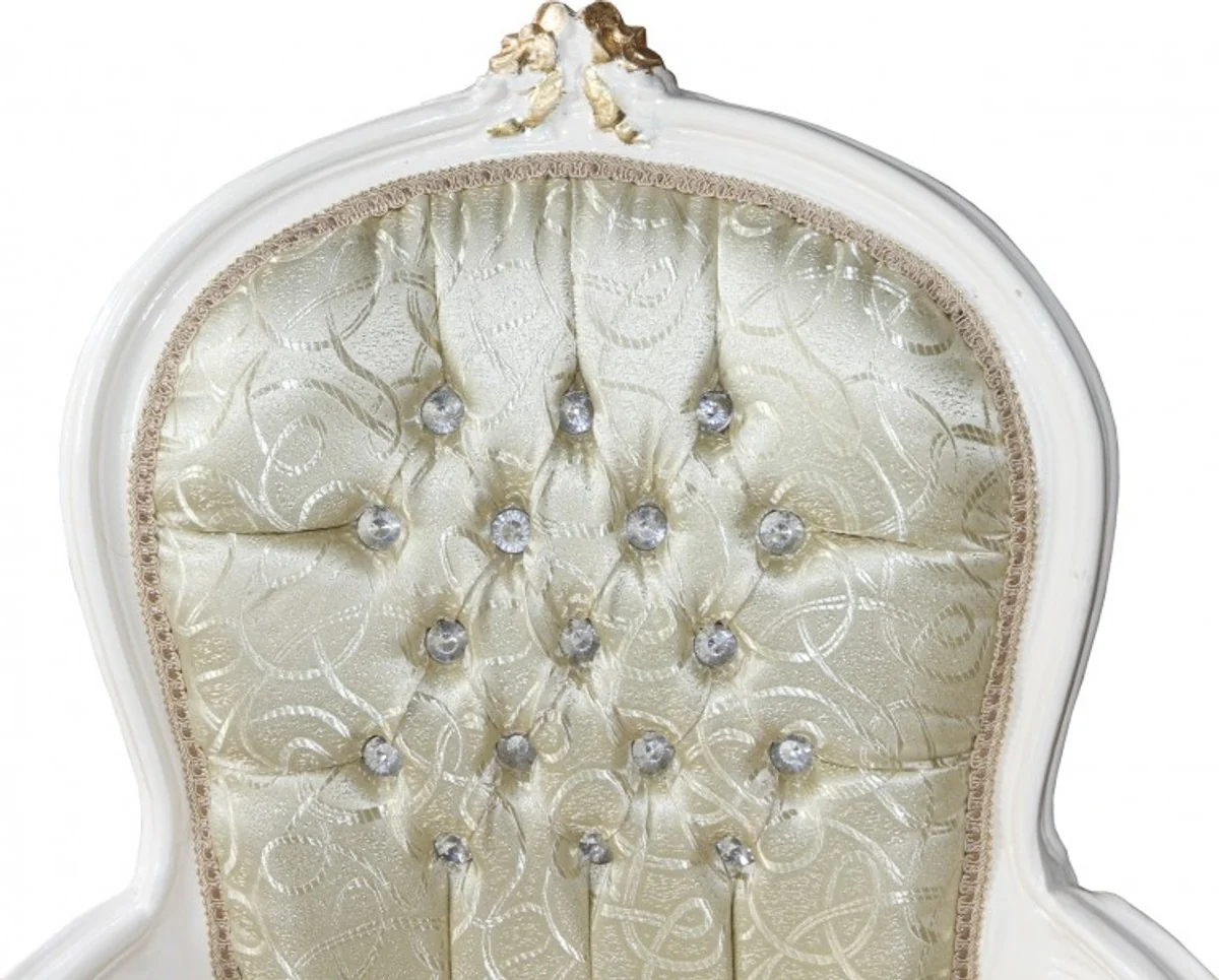 Baroque Salon Chair Mod1 Cream / Gold with Bling Bling Rhinestones