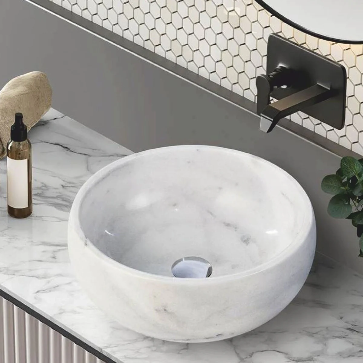 Luxury marble sink bowl white Ø 42 cm - bathroom accessories
