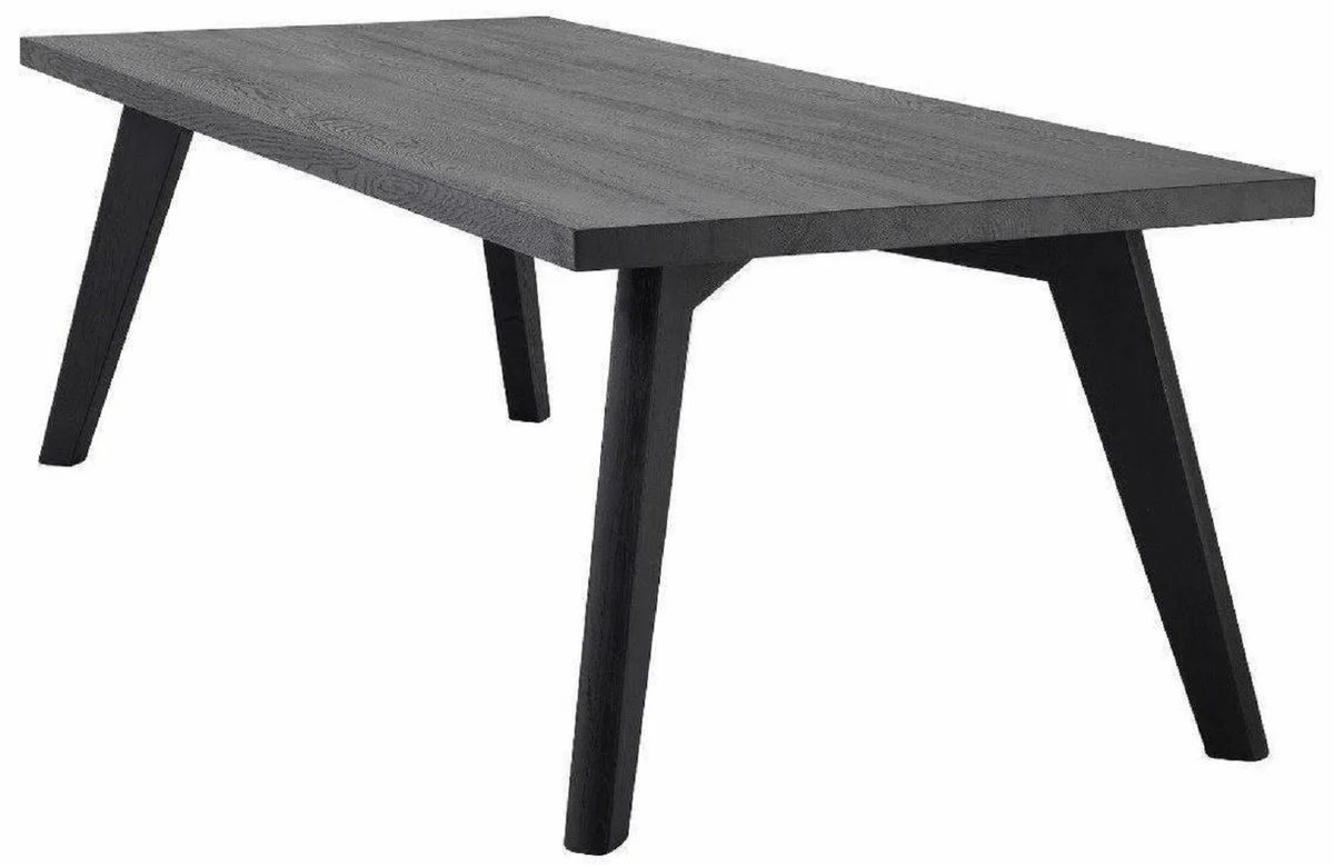 Luxury solid wood dining table black 240 x 100 x H. 76 cm - Rectangular oak wood kitchen table - Luxury solid wood dining room furniture