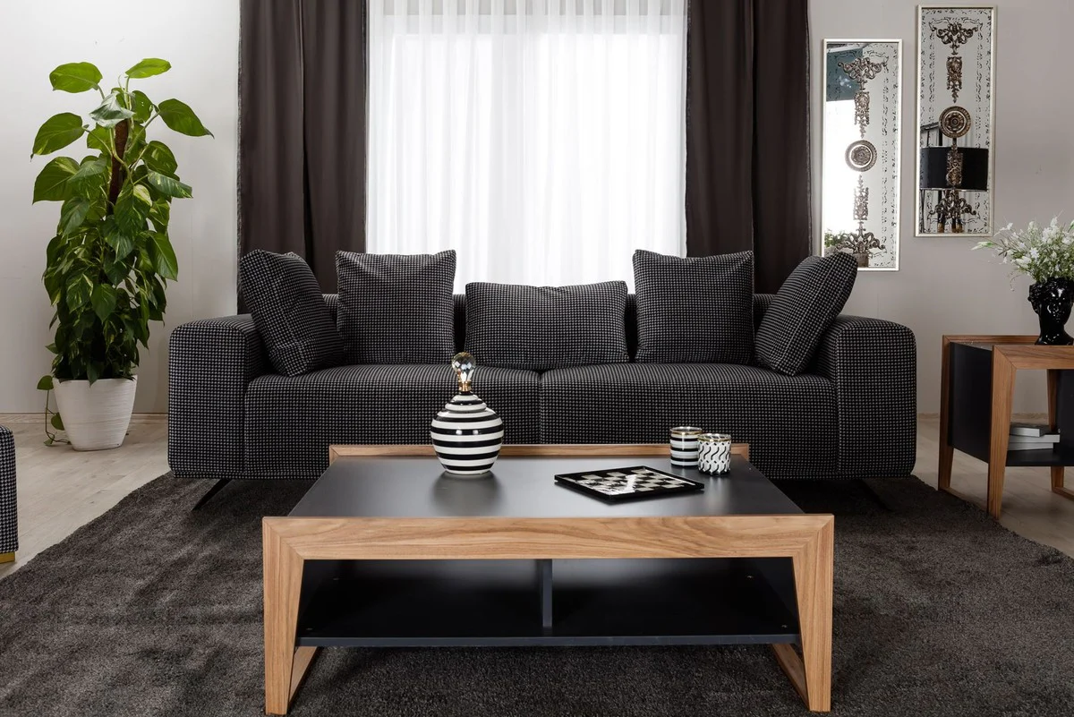 Luxury sofa black / white 253 x 96 x H. 87 cm - living room sofa - hotel sofa - living room furniture - living room furniture - hotel furniture - luxury furniture - luxury furniture