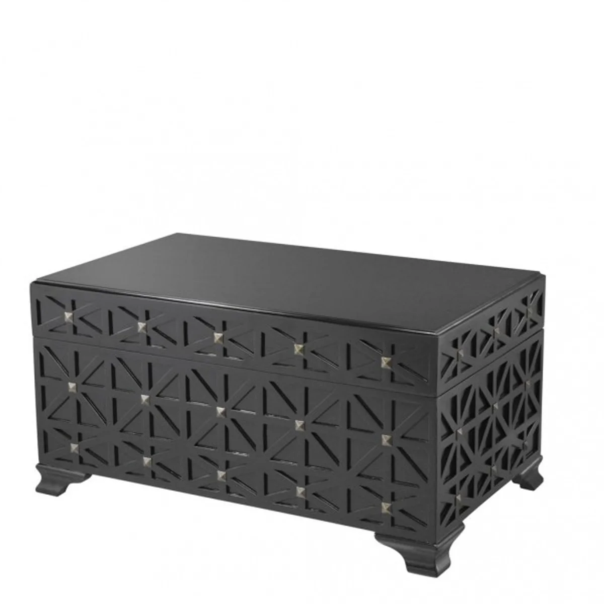 Luxury cabinet chest black with brass nails - Art Deco Baroque Art Nouveau chest cabinet