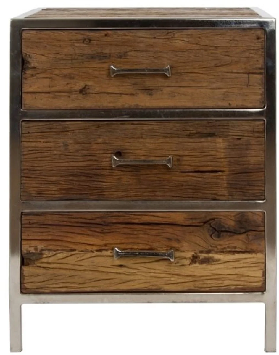 Bedside table with 3 drawers brown / silver 45 x 40 x H. 60 cm - bedroom furniture