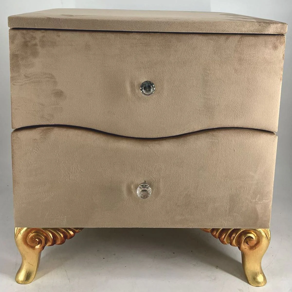 Baroque night dresser with 2 drawers brown / gold - baroque style bedroom furniture