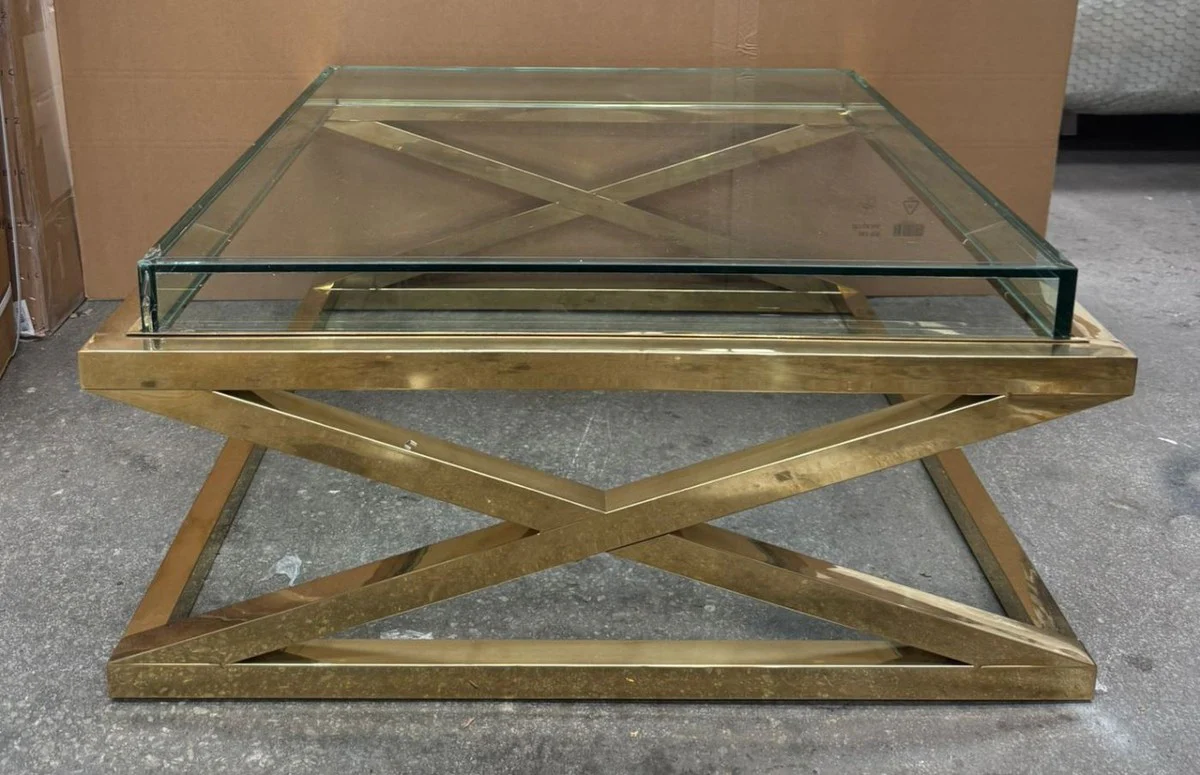 Luxus Couchtisch Gold 100 cm - Luxus Wohnzimmer Möbel