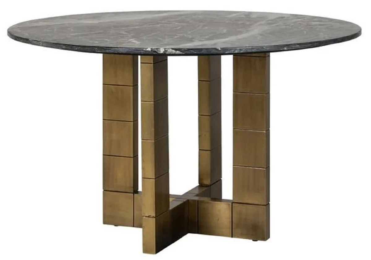 Luxury dining table black / gold Ø 130 x H. 76 cm - Round kitchen table with marble top - Dining room furniture - Luxury furniture