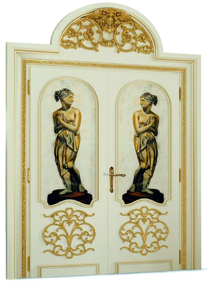 Luxury Baroque double apartment door white / gold 221 cm - Made in Italy