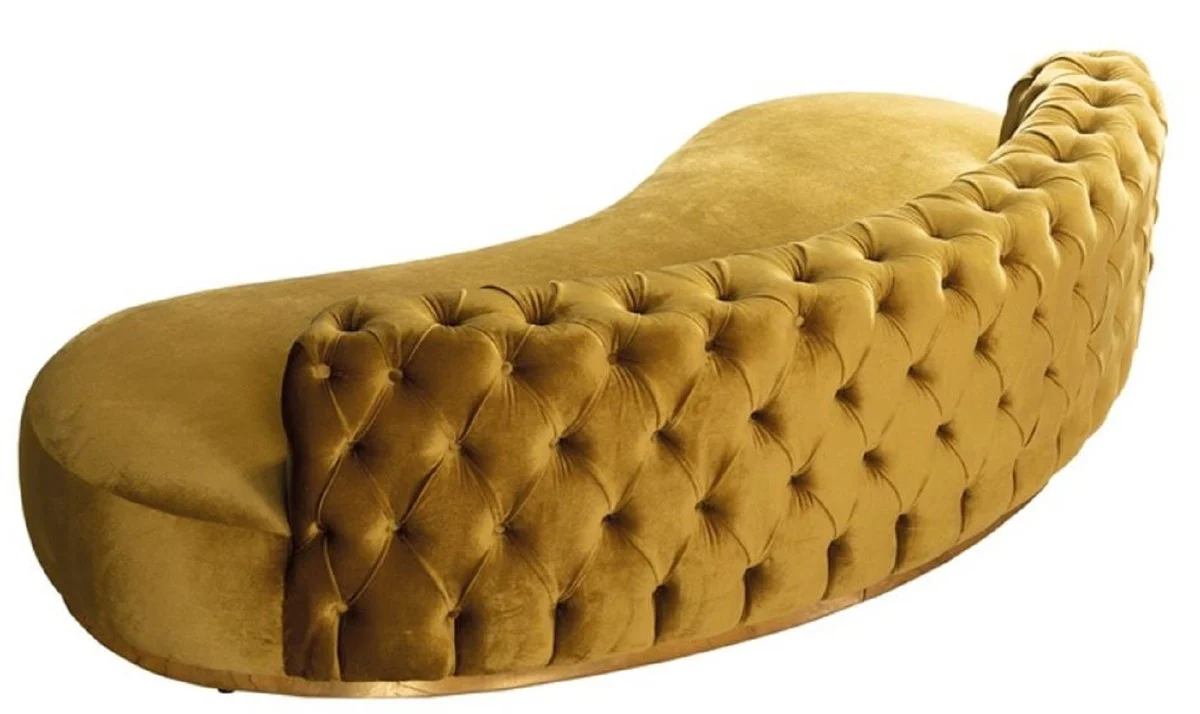 Luxury Chesterfield sofa gold 250 x 130 x H. 85 cm - Curved living room sofa - Hotel sofa - Living room furniture - Chesterfield furniture - Luxury furniture - Luxury furnishings