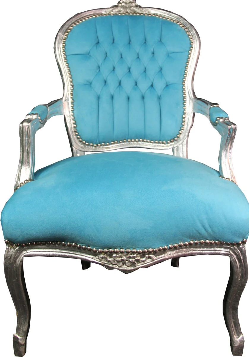 Baroque Salon Chair Light Blue / Silver Mod1