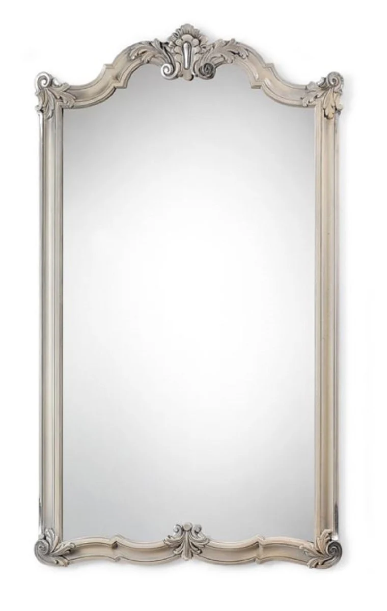 Luxury Baroque Solid Wood Mirror Antique Beige / Silver - Magnificent Baroque Style Wall Mirror - Luxury Furniture in Baroque Style - Baroque Interior - Luxury Quality - Made in Italy