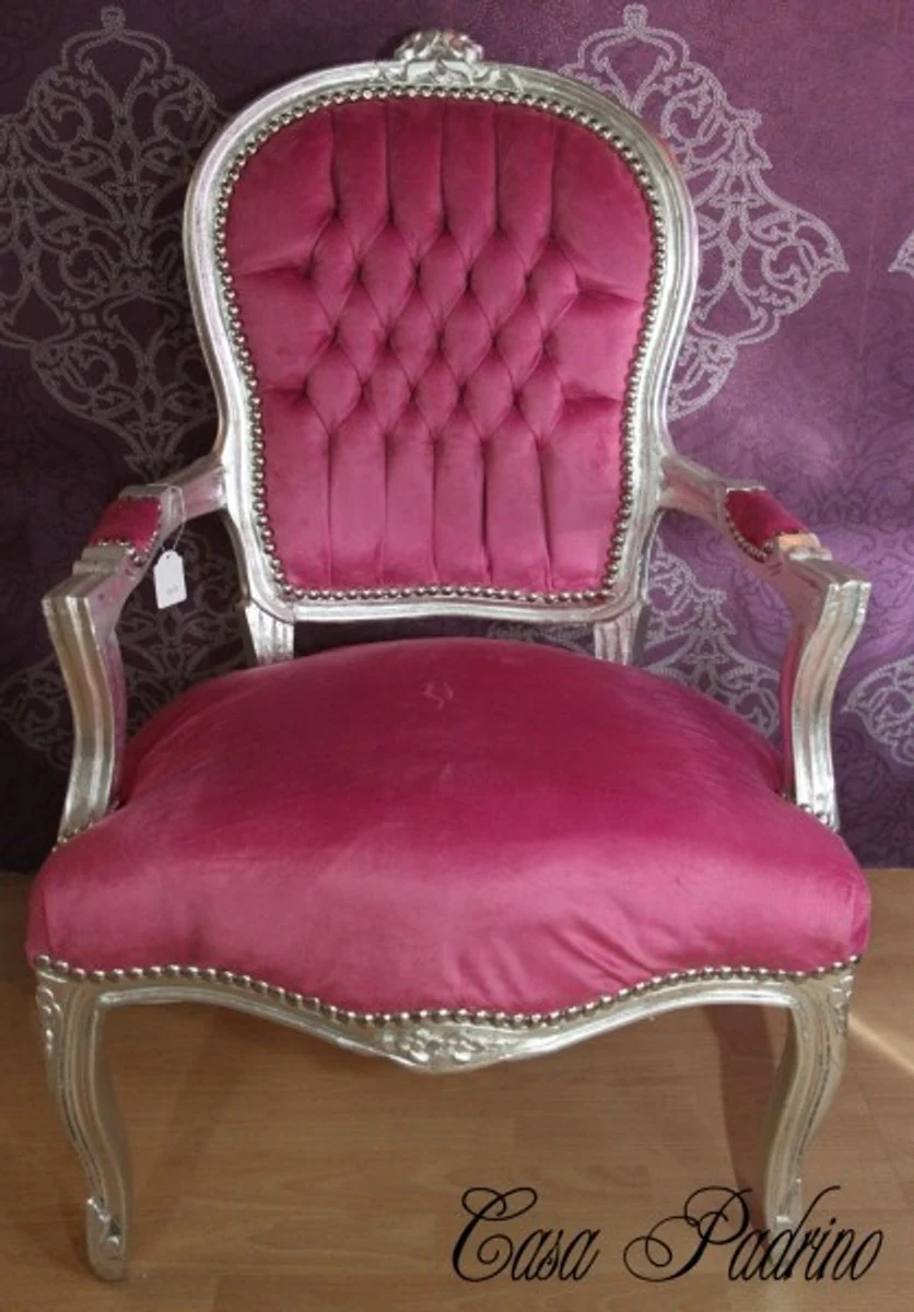 Baroque Salon Chair Pink/Silver - Baroque Antique Style Furniture