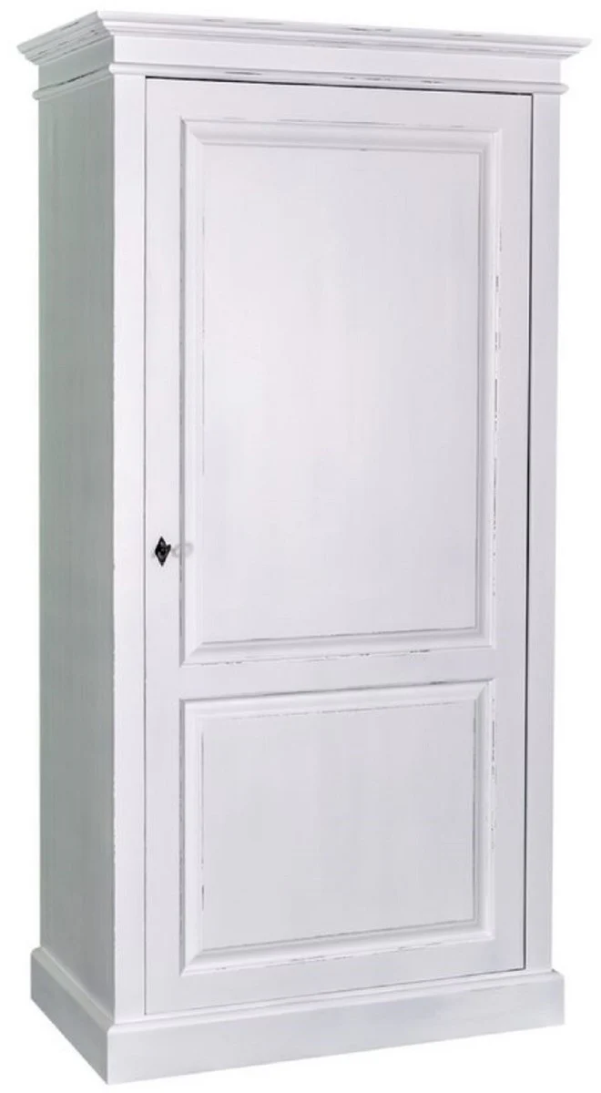 Country house style wardrobe antique white 100 x 67 x H. 200 cm - solid wood bedroom cupboard with door - country house style bedroom furniture