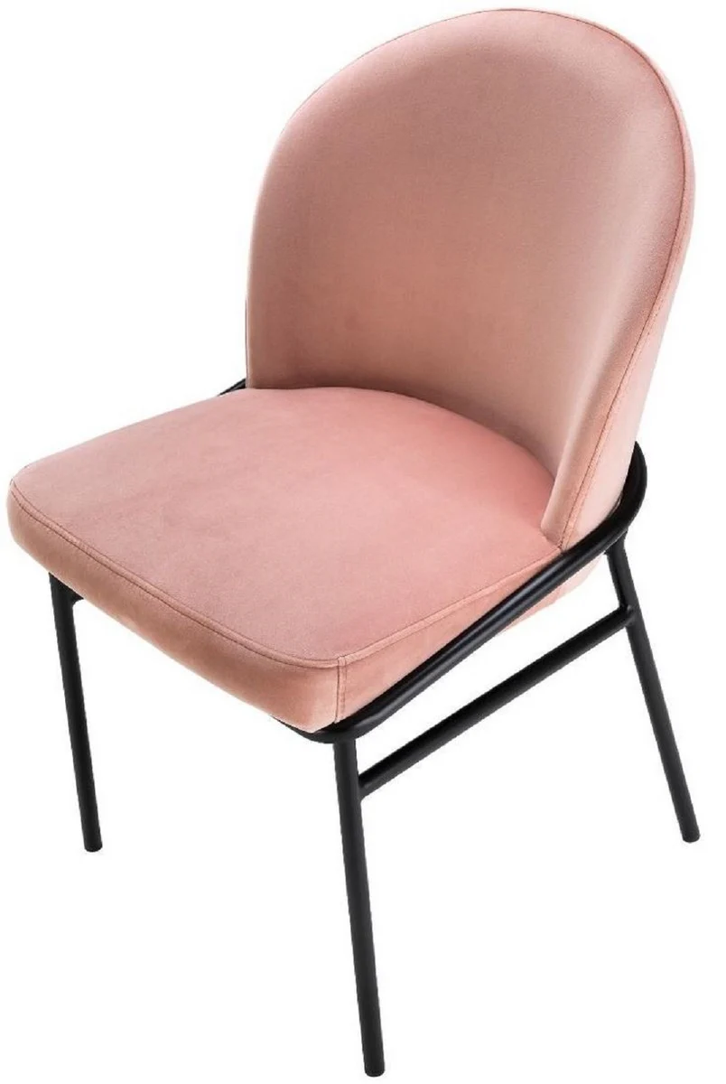 Luxury dining room chairs pink / black 49 x 56 x H. 82 cm - kitchen chairs with elegant velvet fabric - dining room set