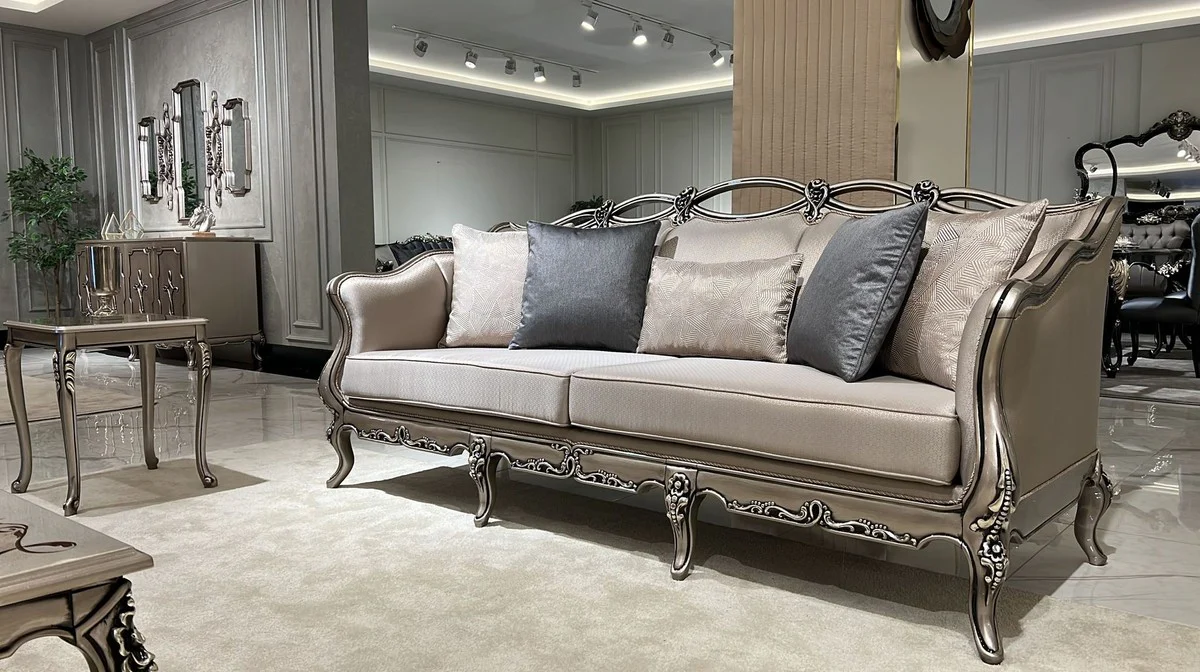 Luxury Baroque side table silver - Square solid wood table in Baroque style - Luxury living room furniture in Baroque style - Baroque furniture - Noble & magnificent