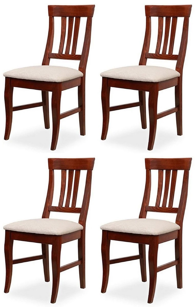 Biedermeier dining room chair set of 4 light gray / dark brown 43 x 52 x H. 96 cm - Solid wood kitchen chairs - Solid wood dining room furniture - Biedermeier dining room furniture