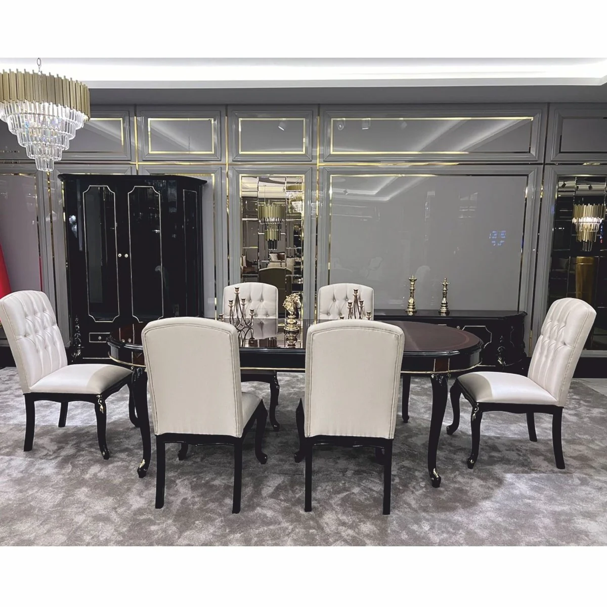 Luxury Baroque Dining Room Set - 1 Baroque Dining Table & 6 Baroque Dining Chairs