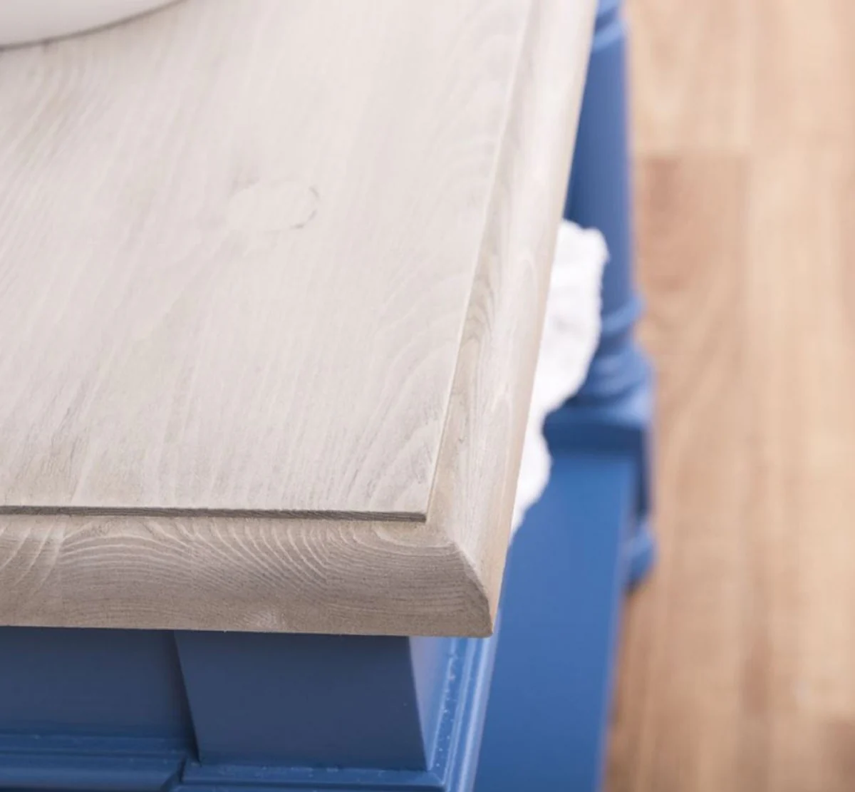 Country house style bathroom set blue / light gray - 1 washbasin & 1 wall mirror - solid wood bathroom furniture in country house style