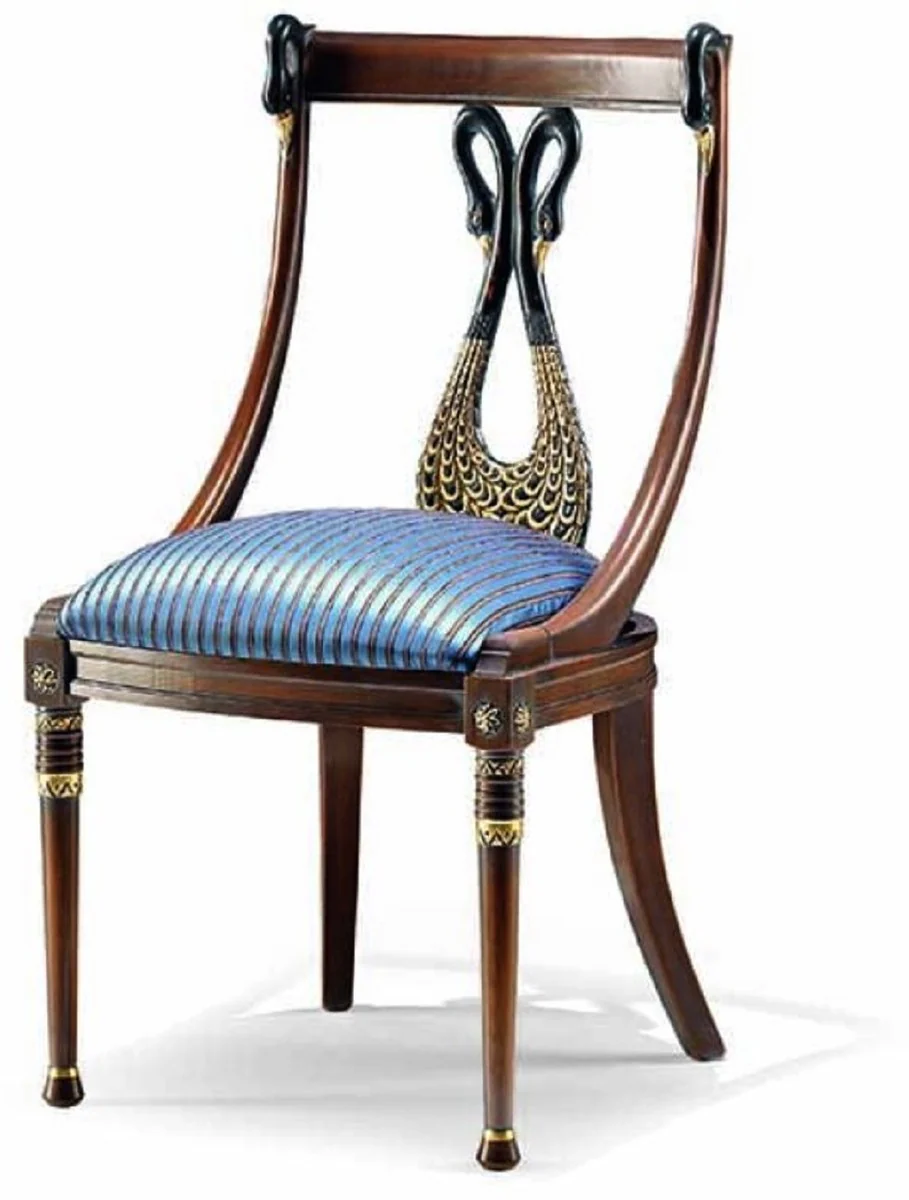 Luxury Baroque Dining Room Chair Blue / Brown H. 98 cm - Made in Italy