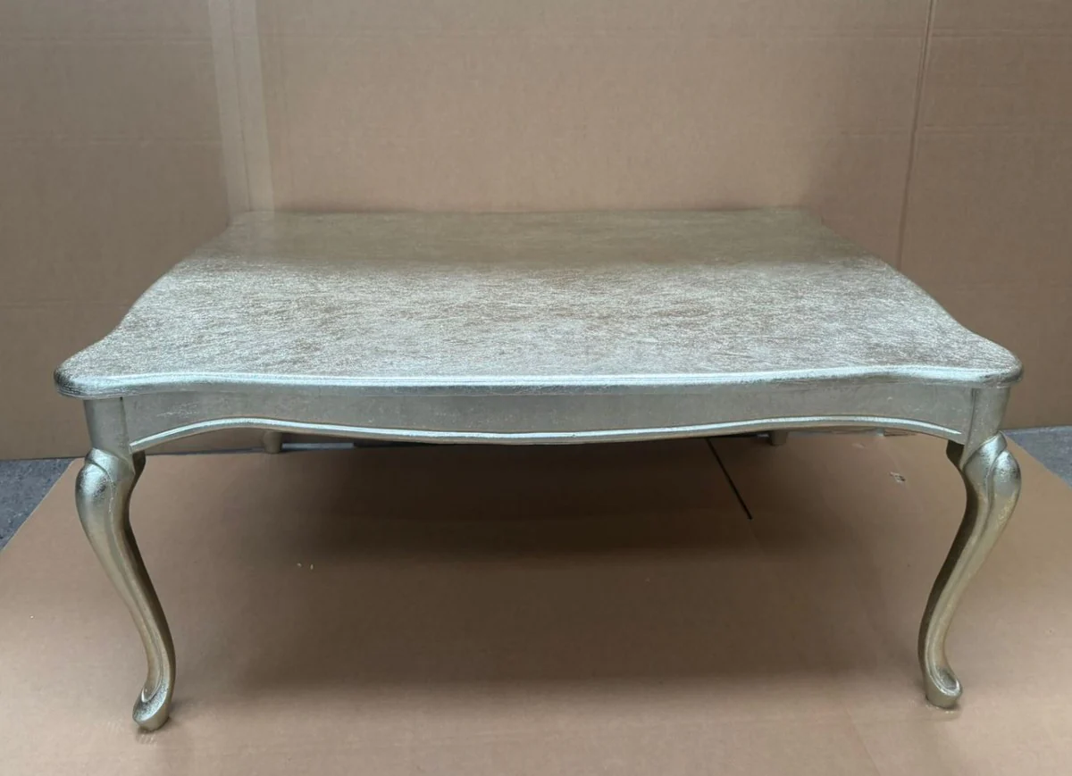 Luxus Barock Couchtisch Antik Silber 105 cm - Barock Möbel