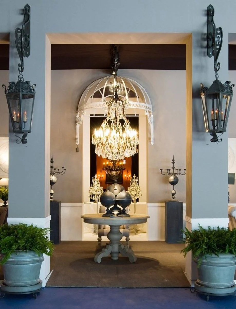 Luxury country house style dining table gray Ø 120 cm