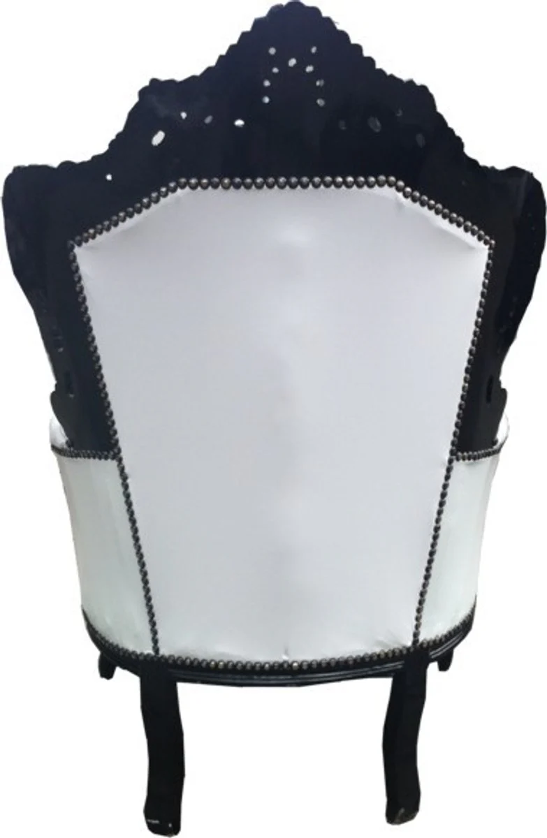 Baroque armchair King white/black leather look