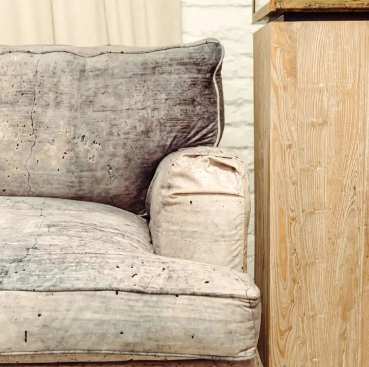 Luxury velvet sofa cement gray 215 x 97 x H. 82 cm - living room sofa - hotel sofa - living room furniture - hotel furniture - luxury furniture - living room furnishings - luxury furnishings