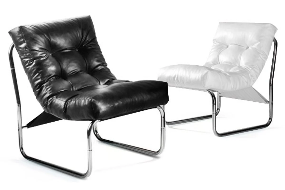 Designer Salon Chair White Leather Look - Modern Living Room Chair