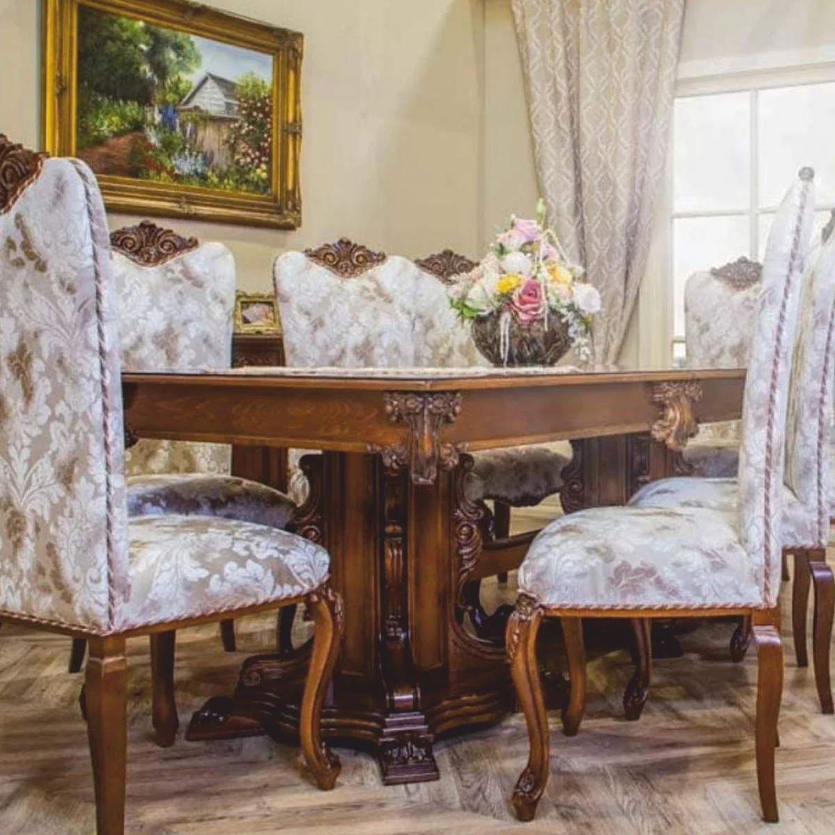 Luxury Baroque Dining Table Dark Brown 310 cm - Baroque Dining Room Furniture