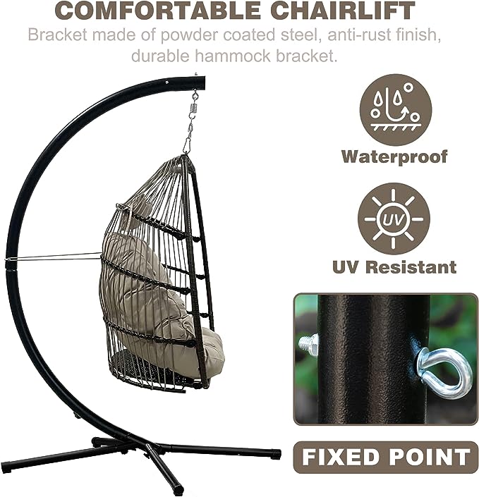 Egg Chair Hammock Stuhl Basket Stuhl Hängen Swing Stuhl UV Resistant Kissen mit Stand für Innen Schlafzimmer Outdoor Garten Hinterhof